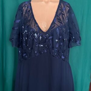 Elegant Navy Blue Sequin Dress